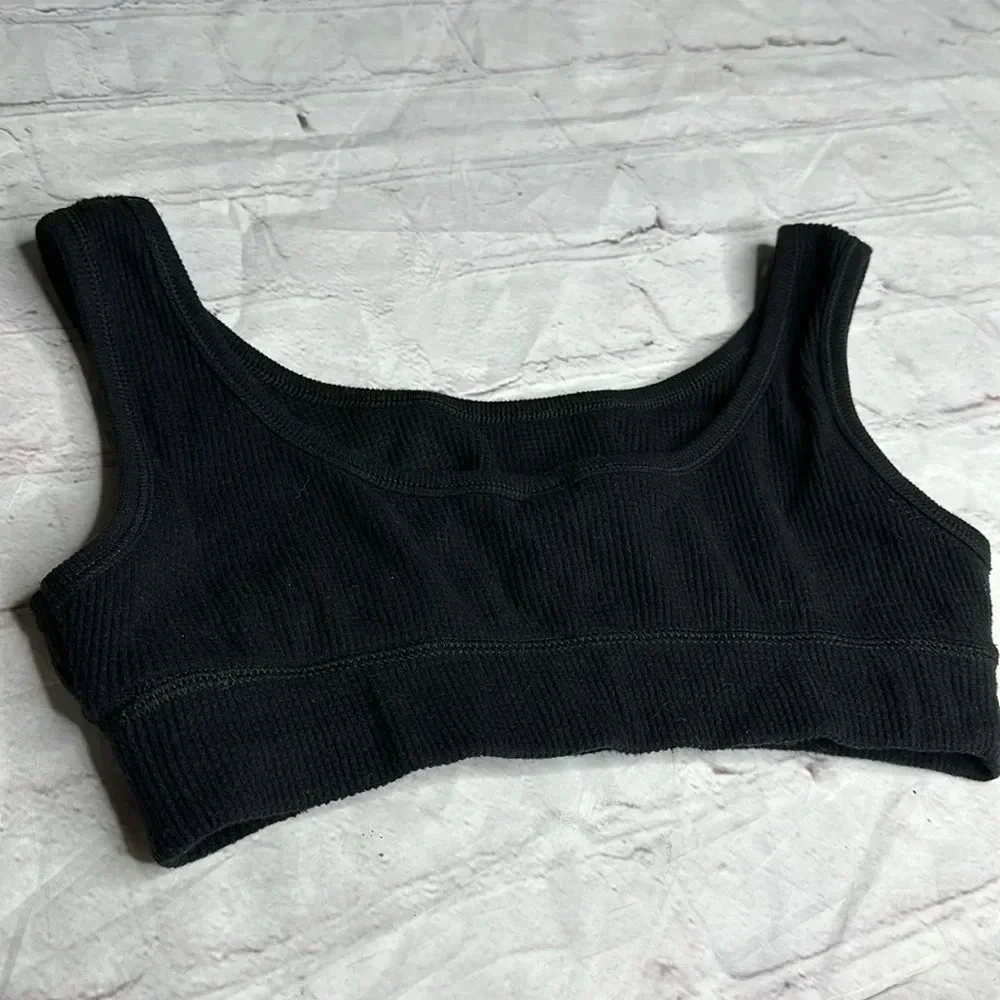 Skims waffle Knit scoop bra in Onyx size M GUC - Picture 3 of 4